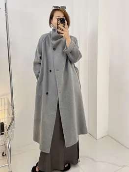 2023 Ново есенно-зимния двустранно кашемировое вълна палто, висококачествена вълнена куртка в лениво стил Изображение